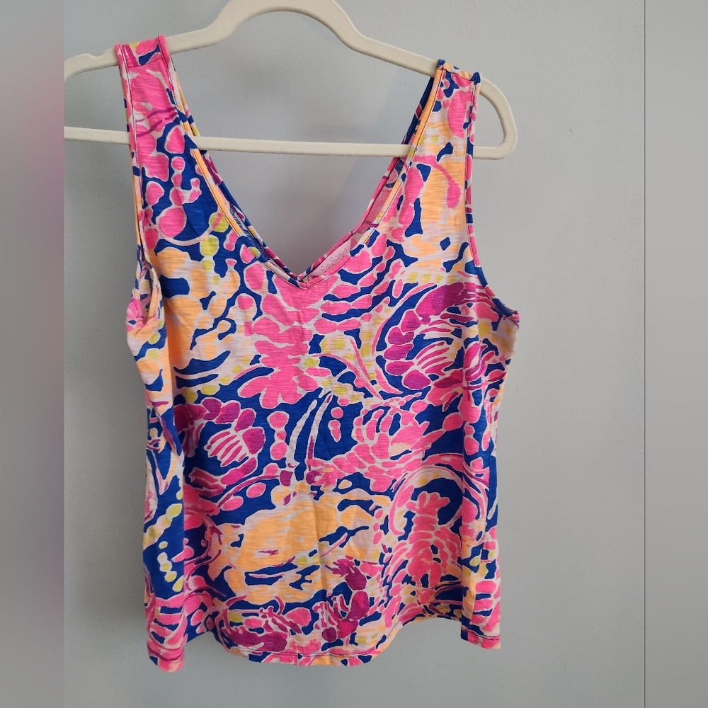 Lilly Pulitzer Pink and Blue Floral Tank Top